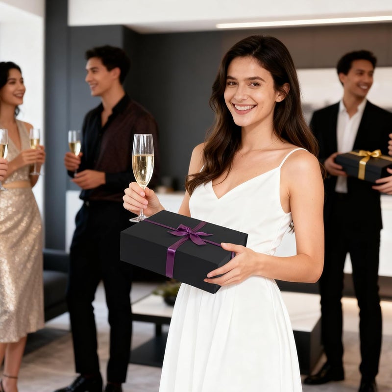 Ditwis 4 Pack 10.5x7.5x3.1 Inches Gift Boxes with Magnetic Closure Lids, Black Magnetic Box for Wedding, Groomsmen Bridesmaid Proposal, Birthdays, Mother's Day - Image 3